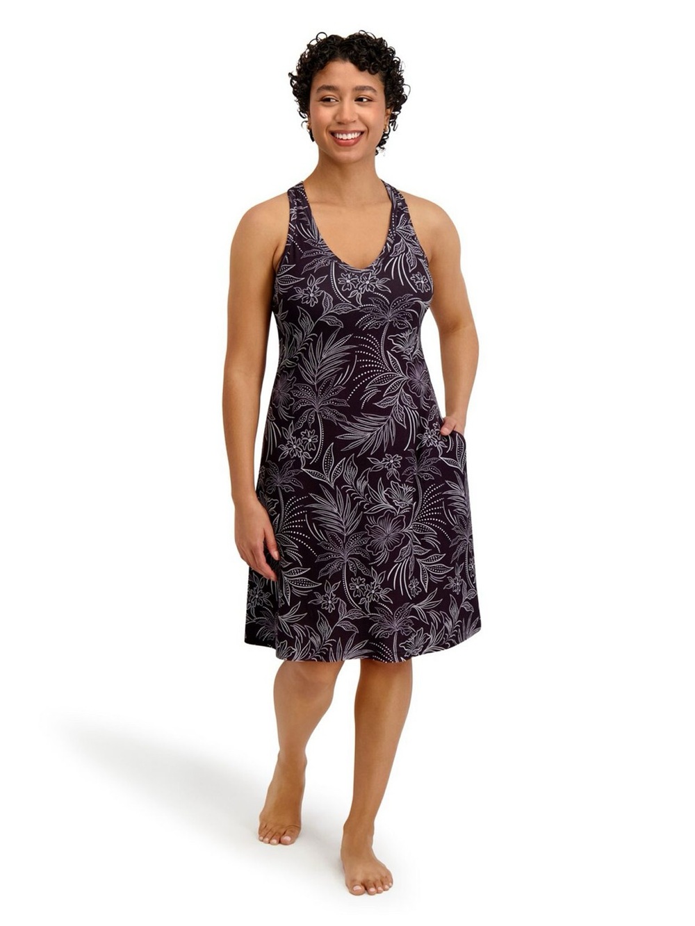 ZeroXposur Black Floral Racerback Swim Coverup Dress